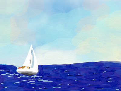 A lonely sail sketch