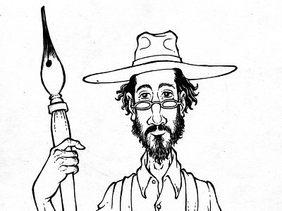 Self Portrait cartoon drawing hand draw ink drawing self portrait