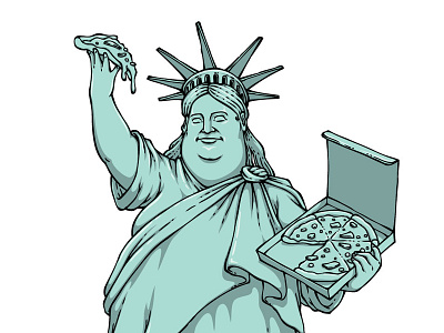 Liberty adobe illustrator cartoon drawing illustration ink drawing liberty obesity vector