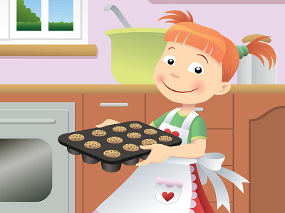 Baking Party adobe illustrator baking cartoon character girl illustration kitchen vector