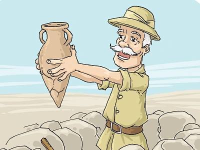 Archeologist adobe photoshop amphora archeologist cartoon character digital painting drawing illustration ink drawing italian textbook