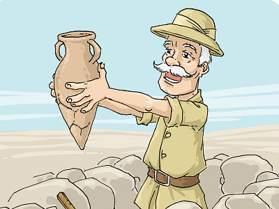 Archeologist adobe photoshop amphora archeologist cartoon character digital painting drawing illustration ink drawing italian textbook