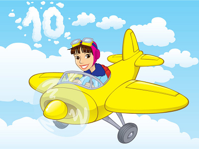 Brave Pilot adobe illustrator airplane birthday card cartoon character illustration pilot vector