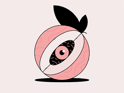 eyeseed endocarp eye fruit fruit illustration leaf peach pink seed stroke