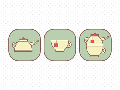 Tea Cuppot brewing cup design flat icon illustration iphone logo retro tea teacup vector