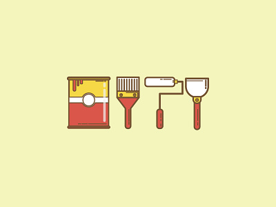 Painter icon app brush flat house icon illustration paint red ui vector wall web