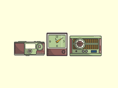 Retro icon camera clock design flat graphic icon illustration radio retro vector vintage web