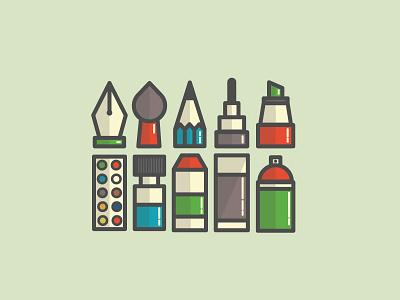 Paint Icons colors design draw flat graphic icon illustrations paint popular tools vector web