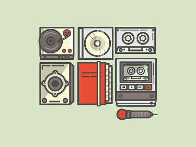 flat icons design flat graphic icon illustration kemal music popular retro vector vintage web