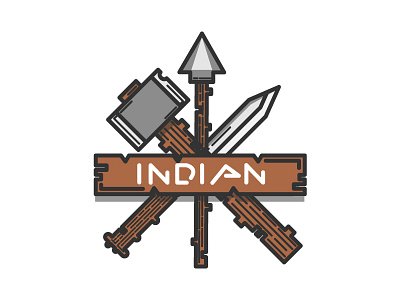 indian weapons design flat graphic icon illustration indian popular retro simple vector vintage weapon