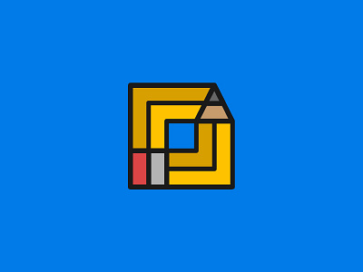 Pen blue design flat graphic icon logo pen popular square vector web yellow