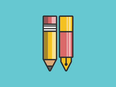 Pen-cil design designer flat graphic illustration letter pen pencil popular practice vector web