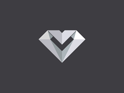 Diamond branding design diamond flat graphic grey icon logo origami paper v vector