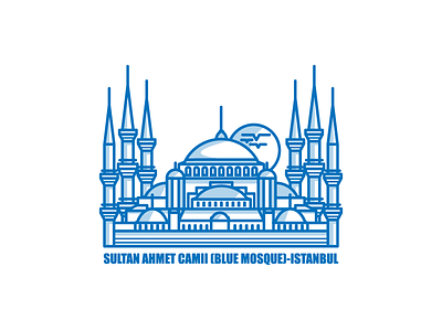 Blue Mosque blue building city design europa flat icon illustration istanbul mosque simple vector