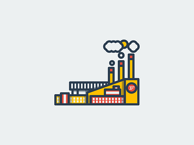 factory buildins design factory flat icon illustration smoke vector yellow