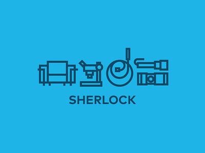 sherlock icons blue design flat graphic icon illustration line movie sherlock tools tv web