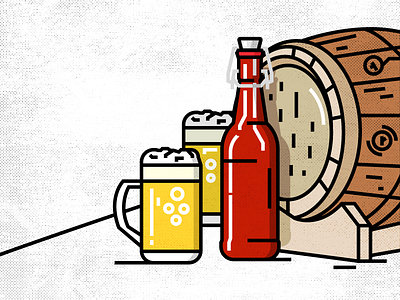 Beer barrel beer beverage bottle design draft drink glass graphic icon illustration web