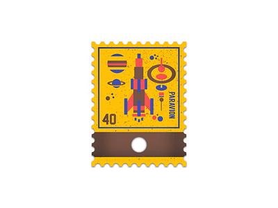 Paravion design freebie graphic icon illustration planet retro space spaceship stamp station vintage