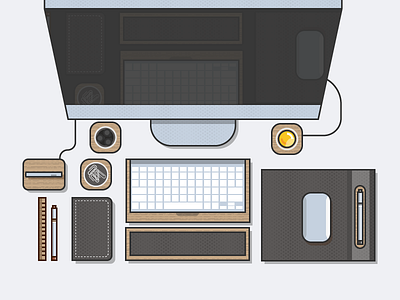 Grovemade Desktop computer design desktop graphic icon illustrator imac office pencil sketch vector web