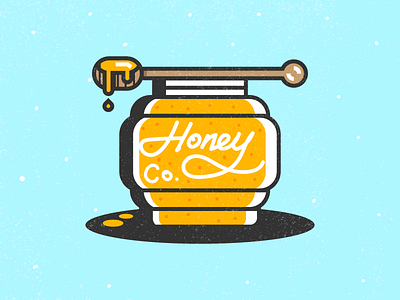 Honey Jar design food graphic honey icon illustration jar retro stick yellow