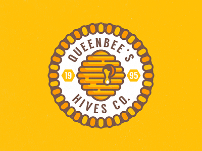 Queenbee badge bee branding design emblem graphic hive honey icon identity logo mark