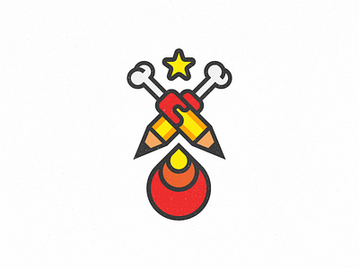 Pencil Drumstick bone design fire graphic icon illustration pencil red star vector yellow