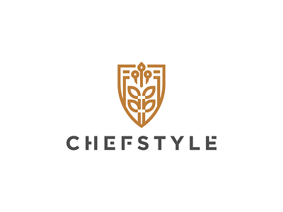 Chefstyle badge branding chef design exclusive food graphic identity leaf logo luxury mark