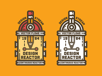 Design Reactor badge chemical creative design designer flow graphic mark pencil reactor vector