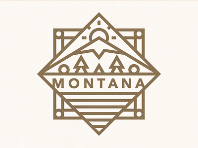 Montana badge branding design frame graphic identity logo mark montana mountain sun tree