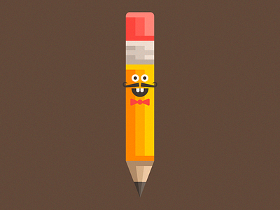Mr. Crayon brown character crayon design graphic illustration moustache noise papillon pencil