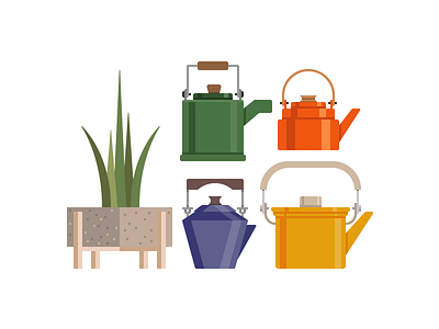 Teapots brewing coffee design flowerpot graphic herbal icon illustration plant pot tea teapot