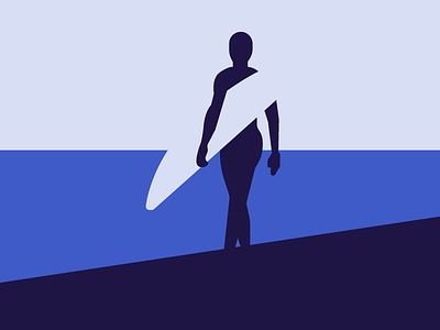 Surfer blue design graphic illustration mountain negative space ocean popart sea surfer surfing