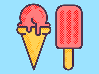 Ice Creams blue cold desert design food graphic ice cream illustration pink summer yellow