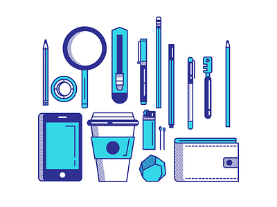 Exploration blue coffee design exploration graphic icon illustration pencil phone stroke style texture