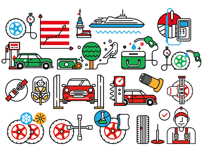 Bridgestone Icons bridgestone car chart design graphic icon illustration infographic service tyre