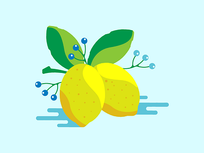 Lemon berry design eplant fruit graphic gren illustration leaf lemon package yellow