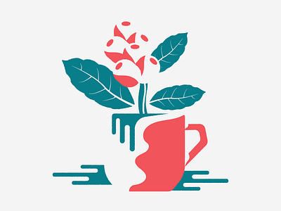 Coffee bean coffee cup design graphic green illustration leaf negative space red splash