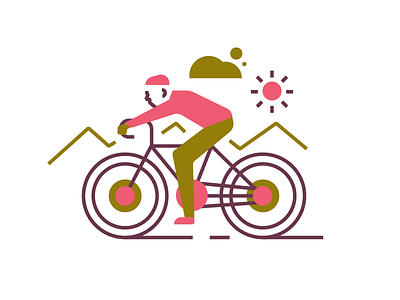 cyclist bike cyclist design exploring graphic illustration line stroke style sun