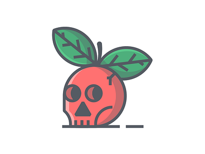 Skullberry berry design fruit green head illustration leaf line red skull stroke