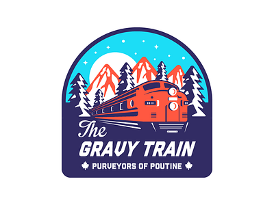The Gravy Train badge brand design food gravy identity illustration logo mountain sky train truck