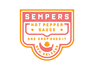 Sempers badge brand design identity logo mark pepper project red sauce yellow