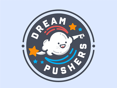 Dreampushers badge charachter cloud design dreampusher illustration mascot stars