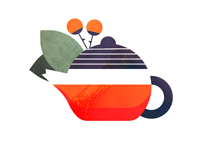 Brewing berry brewing design herbal illustration leaf minimal tea teapot texture