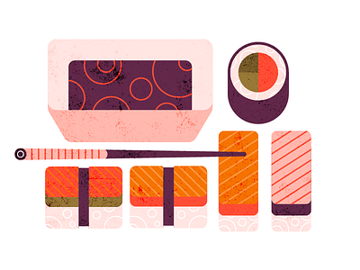 Sushi exploring food icon illustration japan sauce stick style sushi texture
