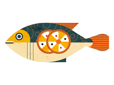 Fish colors exploring fish food illustration lemon seafood spot style texture