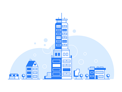 City builds city company design environment house icon illustration shop tower town