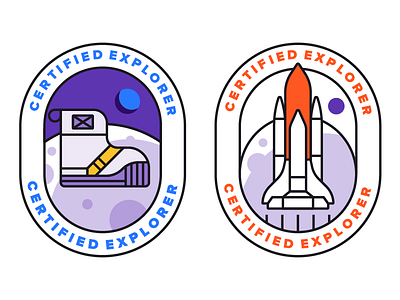 Exploring Badges badge exploring google google expedition illustration project school science sticker virtual reality vr