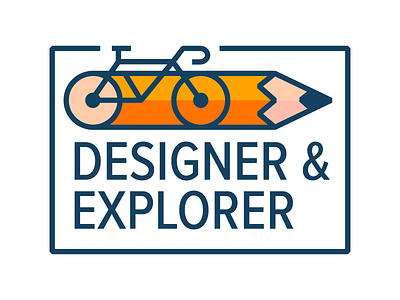 Designer & Explorer badge bicycle bike cycling design designer exploration explorer illustrator pencil