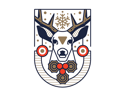 Happy New Year 2018 badge deer design greetings happy new year illustration snow snow flake winter