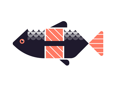 Fish 2018 art design fish food illustration new year poster print sushi